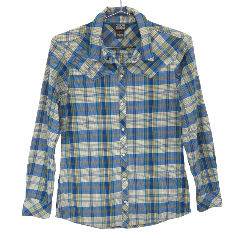 outdoor-research plaid jolene western style pearl snap shirt