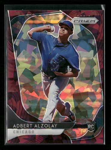 2020 Panini Prizm #101 Adbert Alzolay Burgundy Cracked Ice Prizm /25 RC