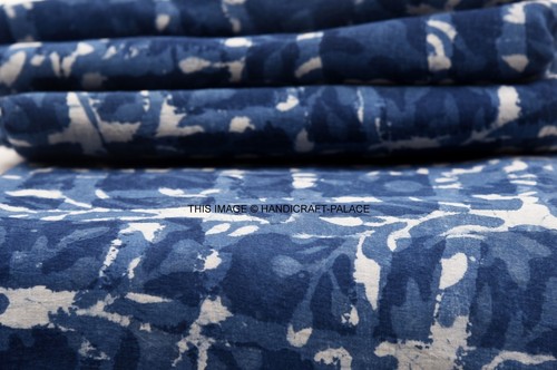 5 Yards Hand Block Ikat Druck Baumwolle Handarbeit Dabu indischer Stoff natürliches Indigo - Bild 2 von 3