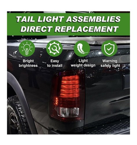 Led Tail Lights Red Lens Black Interior Left Driver Compatibl Ram 1500 2013-2018 - Picture 7 of 9