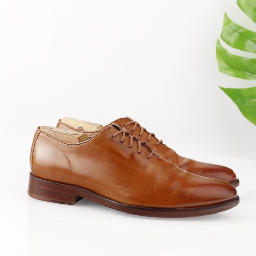Cole Haan Mens Preston Oxford Size 8 M British Tan Leather Wholecut Dress Shoe - Picture 2 of 21