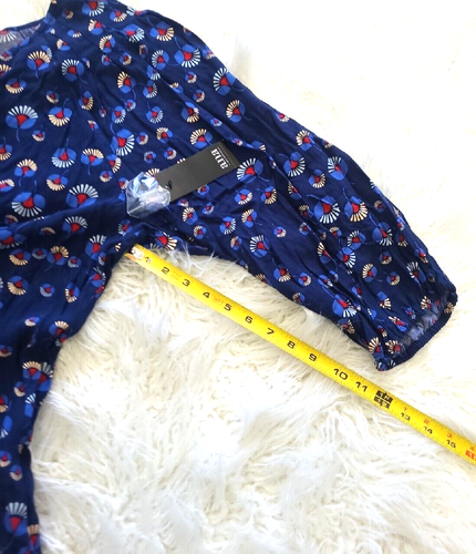 NWT ~ a.n.a Womens 2XL ~ Geo Floral Navy Blouse ~ 3/4 Sleeve ~ Blue White Red - Picture 12 of 13