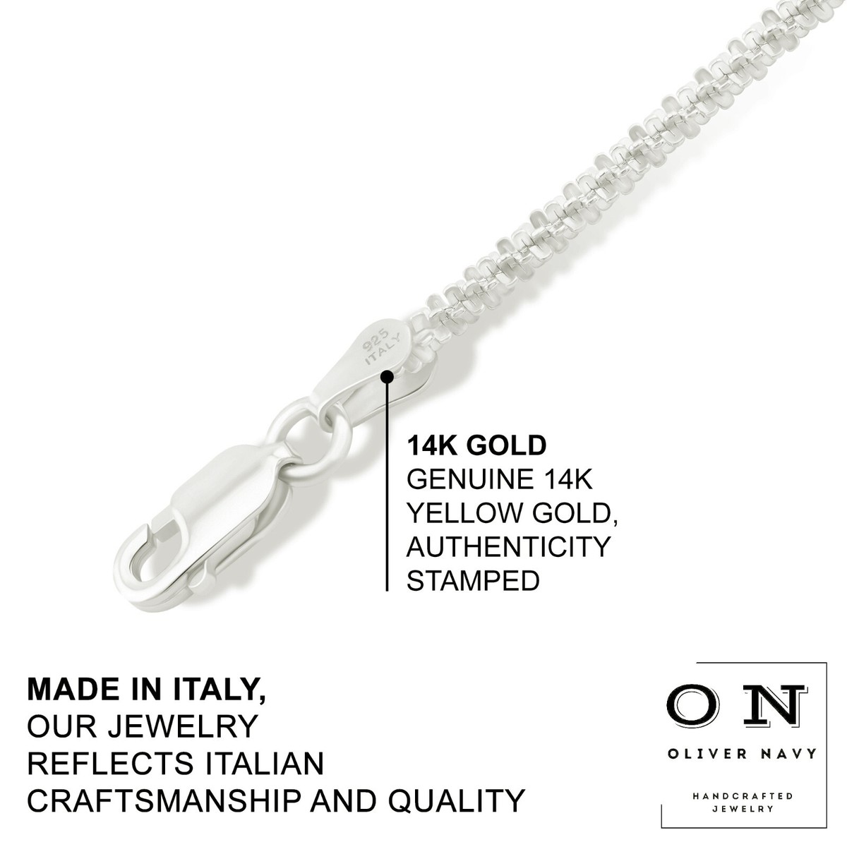 925 Sterling Silver 2.50mm Twisted Rock Sparkle Glitter Chain