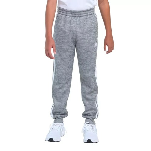 Adidas Youth Boy Tech Lined Jogger Pants Ribbed Cuff Stretch BLACK, GREY B55 - Picture 1 of 8