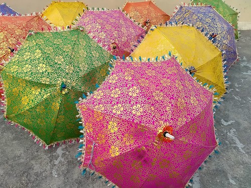 Flower Umbrella Sun Parasol Traditional Indian Designer Wedding Decoration Prop - Picture 6 of 6