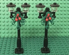 Lego 2 City Mini Figures Christmas Light Lamp Post With Wreaths / mistletoes