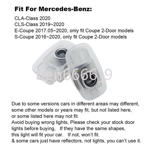 2x Proyector de logotipo de lámpara fantasma de cortesía de luz de puerta para Benz E S cupé CLA CLS - Imagen 2 de 10
