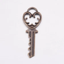 2 Heart Key Pendants Key Charms Antiqued Copper Skeleton Keys Steampunk Keys 