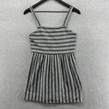 Ann Taylor LOFT Dress Womens Size Small Black Striped Sleeveless A Line Knee