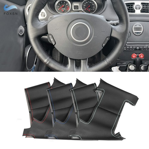 Car Black Leather Steering Wheel Good Grip Lid Cover For Renault Clio 3 RS 05-13 - Picture 1 of 13