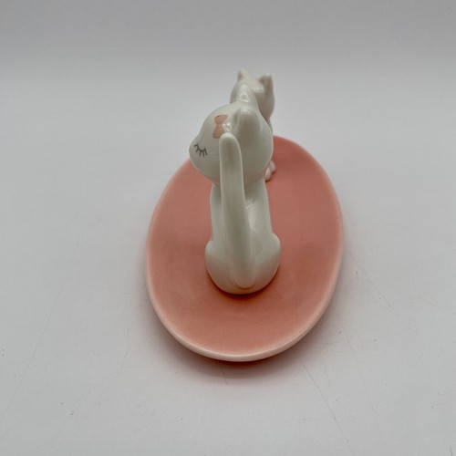 Kitty Cat Double Ring Jewelry Organizer Trinket Dish Sweet White Feline Pink Bow - Bild 4 von 10