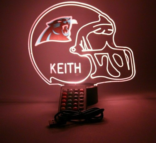 Carolina Panthers Night Light Up Football LED Sports Fan Lamp, Personalized FREE - Picture 4 of 12