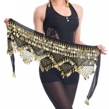 Waist Chain Velvet Belly Dance Waist Chain with Coin Lace-up Hip Scarf Belt