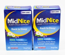 2 MidNite BACK TO SLEEP Support lose dose 1.5mg Melatonin 30 Cherry tabs 01/2026