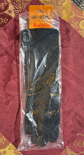 De colección NUEVOS Guantes Bestmaid Damas Largos Negros Imitación Piel de Serpiente Embalaje Original Nuevo de Lote Antiguo - Imagen 7 de 8