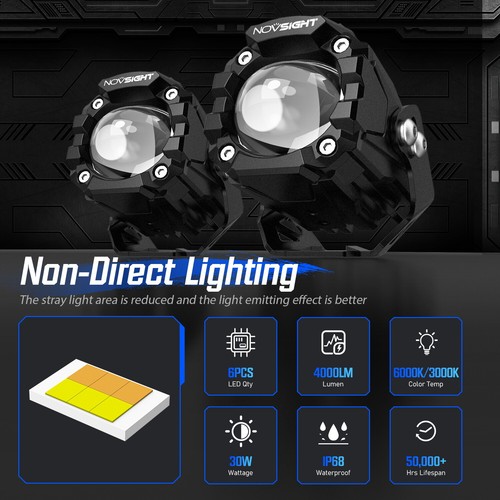 NOVSIGHT 2 inch LED Pods Lights Driving Lamp with 8 Light Modes 2 Kinds Brackets - Picture 2 of 12