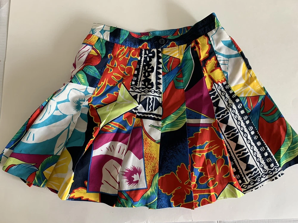 Vintage 80s Retro Colorful USA Women's Tennis Skirt Polyester Size 4