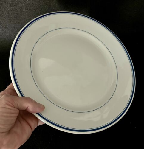 Pillivuyt Frankreich 2er Set Teller blau Bänder & Rand auf weiß 10,75" - Bild 5 von 7