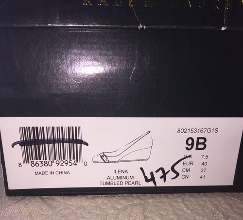 NUEVO EN CAJA Ralph LAUREN Mujer Talla 9 ILENA Cuero Metálico Plata Tacón de Cuña Bomba $200 - Imagen 6 de 12
