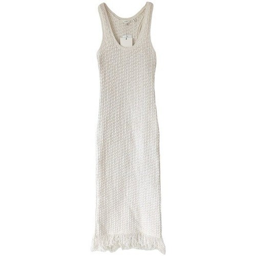 NWT A.L.C. Clementine Boucle Knit Natural White Marl Fringe Midi Dress Size XS - Picture 4 of 14