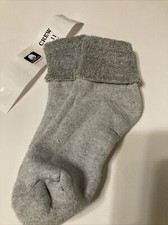 Rare Find,Lady Vintage 1PairCushioned TerryT-Cuff Socks Solid Gray Sock Sz:9-11