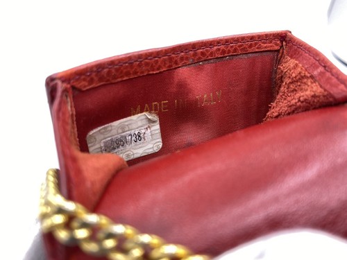 CHANEL Coco Cigarette/card/key Case w/Gold Chain & Key Ring Red Caviar Leather - Picture 7 of 10