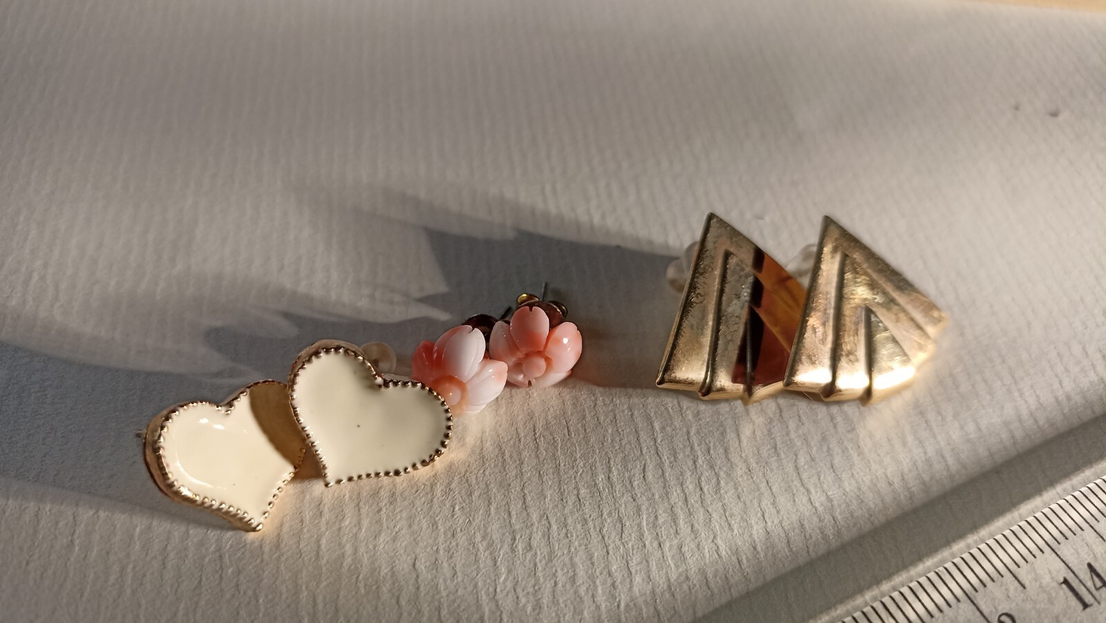 Stud Earrings Set Of 3 Spring/Summer Golden Metallic Style-image