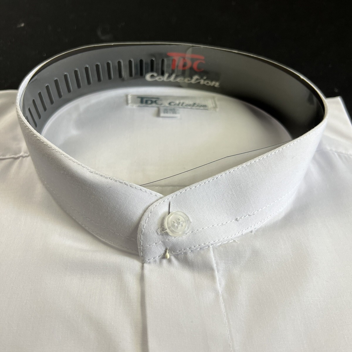 TDC Collection White Dress Shirt Men's 34/35 Round Collar 18