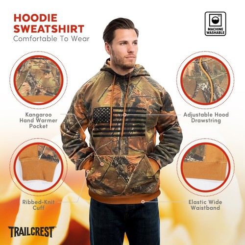 TrailCrest Hoodie PulloverSweatshirt Stylish Camo Jacket, Hunting - Picture 4 of 7
