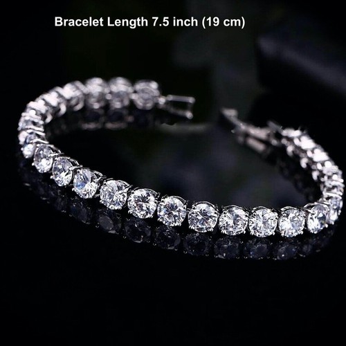 Brazalete de tenis y cadena de eslabones cubanos verdes rellenos de platino de 18 quilates hecho con Swarovski - Imagen 33 de 33