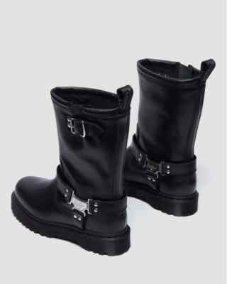 Dr. Martens Anistone Tall Leather Biker Boots Black | eBay
