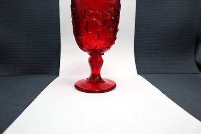 L G Wright Glass Wild Rose Ruby Pattern Goblet 6 5/8''