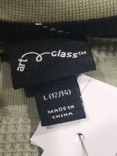 Art Class Shirt Boys Large (12-14) Light Green Long Sleeve Washed Thermal Henley - Picture 5 of 8