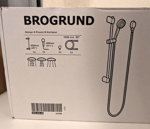 IKEA BROGRUND Shower Head and Rail - Chrome - 503.426.28 - NEW - Picture 2 of 3