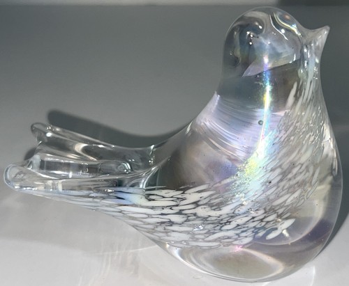 Albert E Price Iridescent Art Blown Glass Snow Dove Bird Paperweight Figurine - Picture 3 of 7