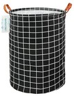  Laundry Basket Canvas Fabric Collapsible Organizer Basket for Black Grid