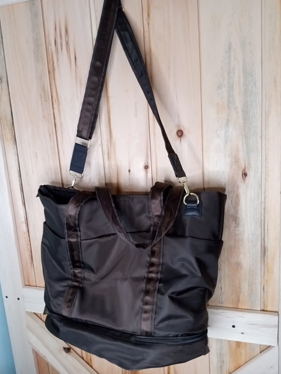 Laundry By Shelli Segal Large Brown Nylon Tote Shoulder Bag Strap Travel Gym eBay