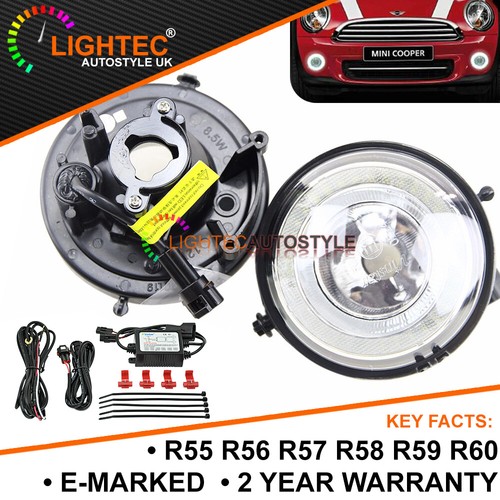 BMW MINI R55 R56 R57 R58 R59 R60 17W Halo Angel Eyes White LED Fog Light DRLs - Picture 1 of 10