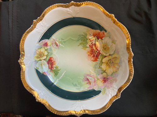 Pope-Gosser große tiefe Blumen Kartoffelpüree Obstschale 10,25" gerippt gold tri - Bild 4 von 8