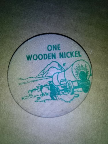 Ficha de madera Norwalk Ohio 1959 madera níquel - Imagen 2 de 2