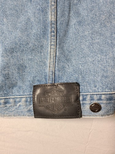 VTG Harley Davidson Motorcycles Denim Vest Men’s Size XL Back Bar and Shield - Picture 2 of 8