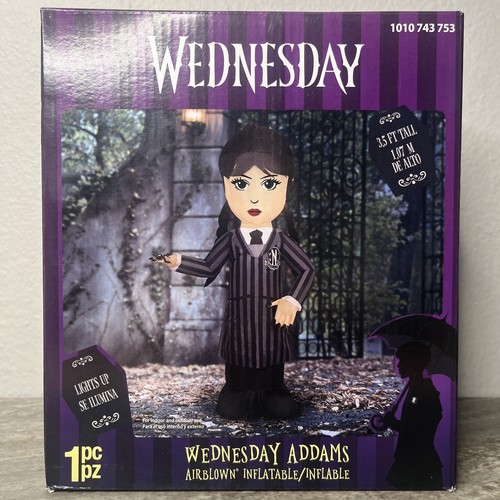 Wednesday Addams luftgeblasene aufblasbare Halloween Dekoration 3,5' Gemmy Neu - Bild 1 von 3