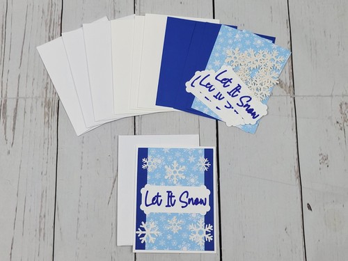 Let It Snow Greeting Card Kit #14 [Lot of 4, Handmade Snowflake Winter Christmas - Picture 2 of 6