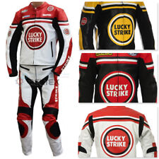 Lucky Strike Classic Biker Armored Motorbike Leather 2Pc Suit in 3 Colours S-3XL