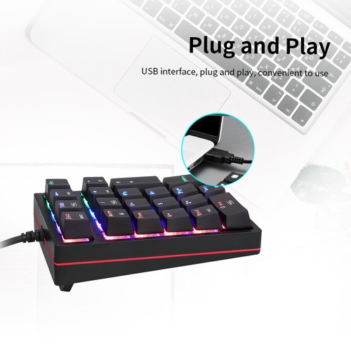 Motospeed USB Wired Numeric Mechanical Keyboard 21 Keys RGB OUTEMU Blue Switch - Picture 9 of 11