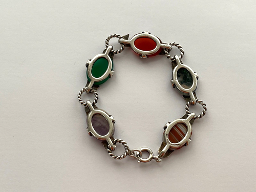 Scottish Victorian Art Nouveau Agate Silver Antique Scottish Bracelet - Picture 21 of 23