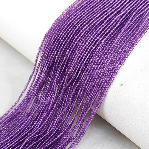 Natural Amethyst Gems 2 mm Size Faceted Round Jewelry Making Beads 13" Strand - Picture 5 of 6
