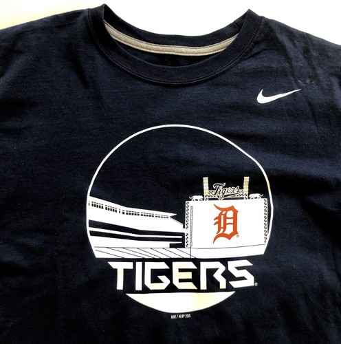 Detroit Tigers Stadium Skyline Local Navy Blue Nike T-Shirt - Mens Small - Picture 2 of 3