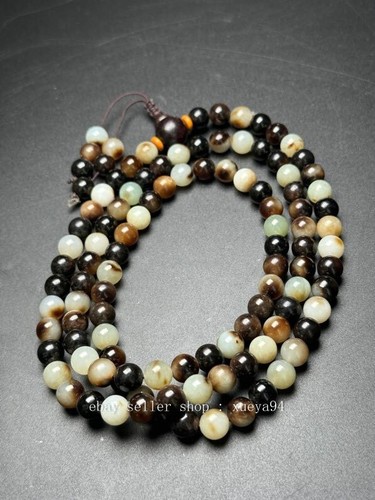 Old Chinese Dynasty Natural Hetian Jade Carve Pieces Beads Amulet Necklace - Picture 6 of 9