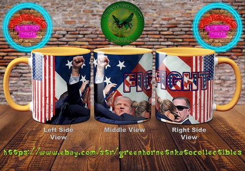 Donald Trump FIGHT Fist Raised in Defiance 11 oz Hot/Cold Beverage Mug 32 Colors - Picture 7 of 56